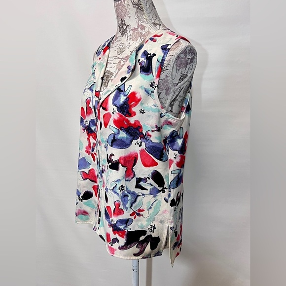 SANCTUARY White with red abstract floral design sleeveless top size M. - Picture 4 of 12